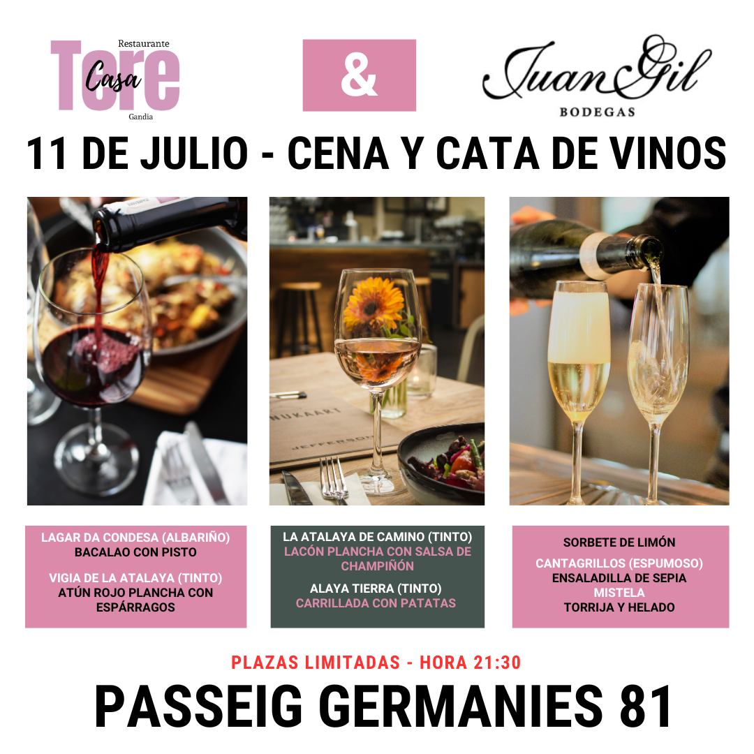 Cena y cata de vinos 11 de julio