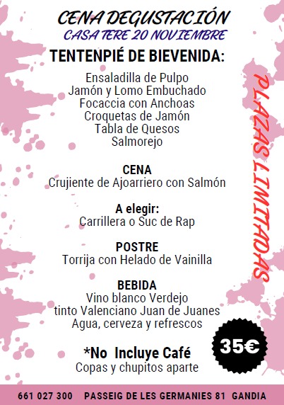 Cena degustacion Casa Tere Gandia