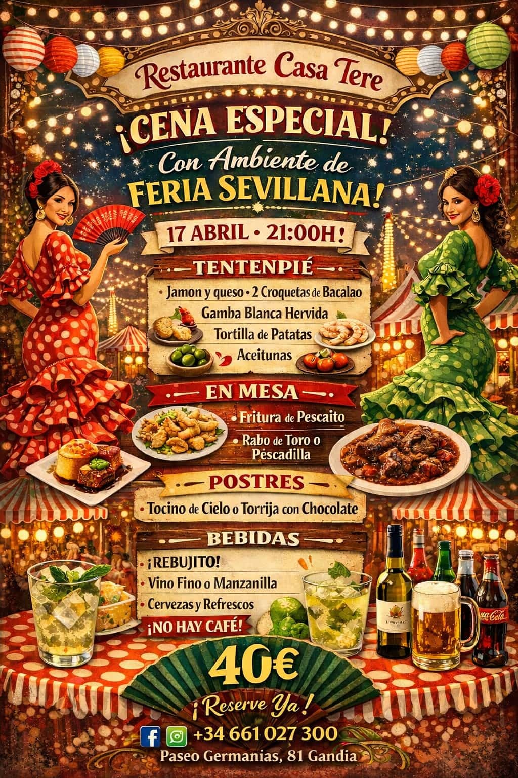 Cena especial feria sevillana